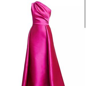 Teri Jon by Rickie Freeman Pink Formal Gown, satin, women’s size 8, one shoulder
